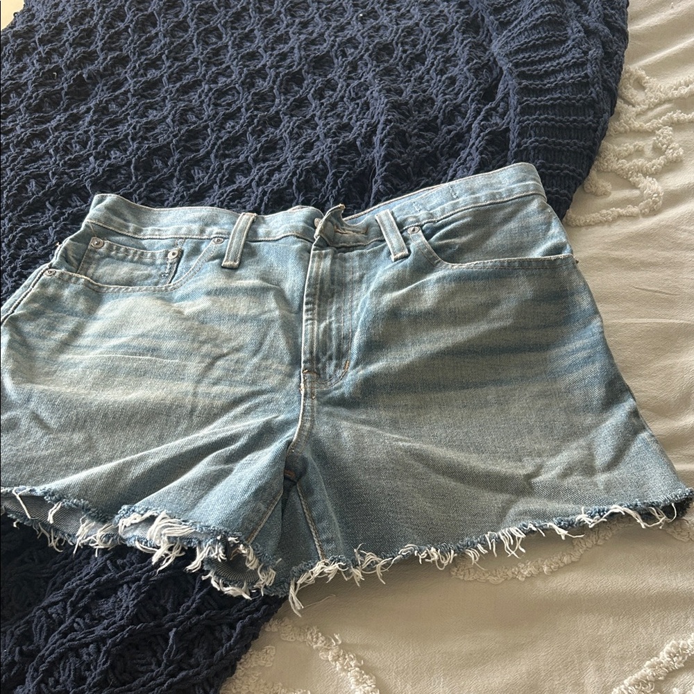 Madewell Light Blue Frayed Hem Denim Cutoff Shorts